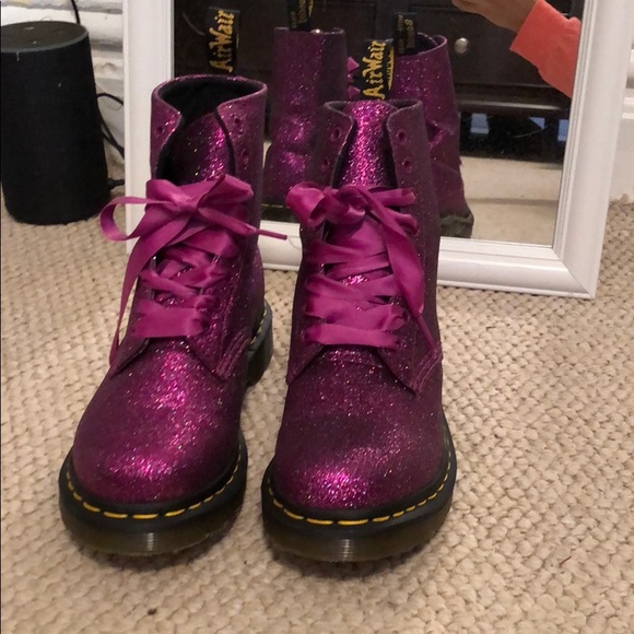 purple glitter dr martens